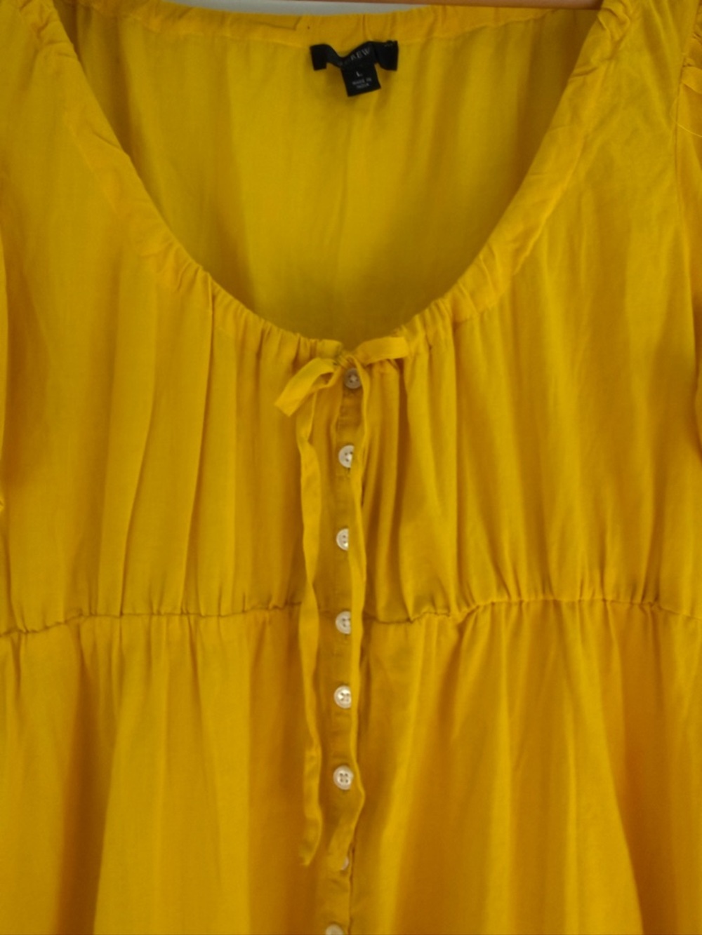 J. Crew Sunny Yellow Cotton Voile Tiered Button- Down Beach Dress size L - Picture 5 of 7